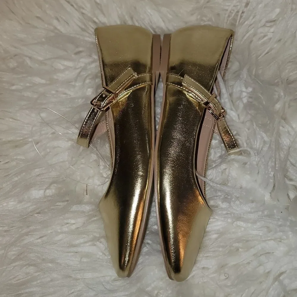 🆕️🩰Page Mary Jane Ballet Flat, Gold, Sz 9